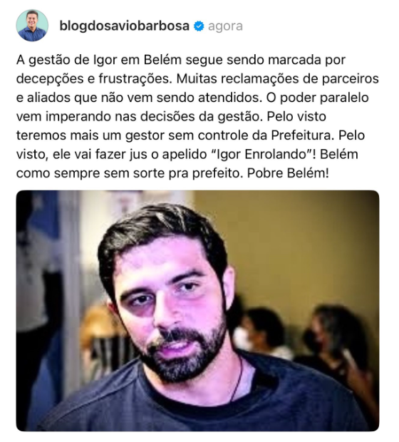 Recado dado: blog ligado ao governador do Pará denuncia 